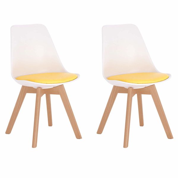 Стілець з масиву дерева BH97 (Білий з жовтим)Стілець з масиву дерева BH97 (Білий з жовтим)