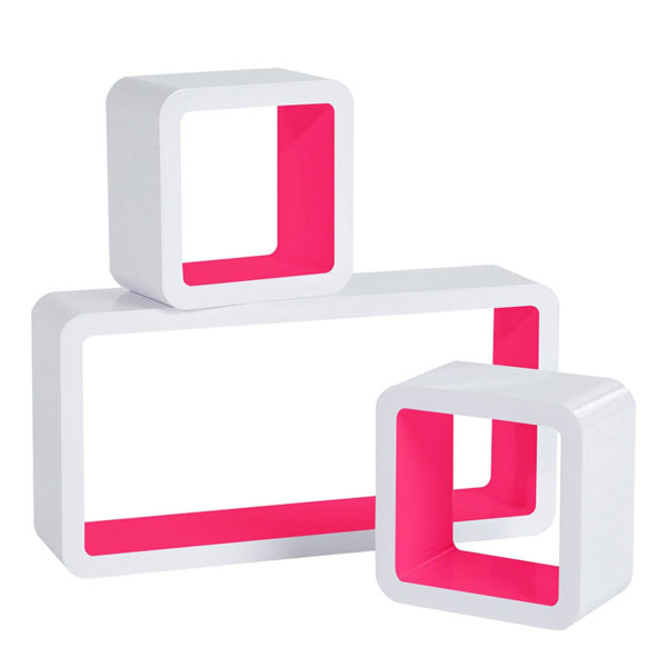 Набір з 3 настінних полиць RG9229 (Білий з рожевим 2)Набір з 3 настінних полиць RG9229 (Білий з рожевим 2)