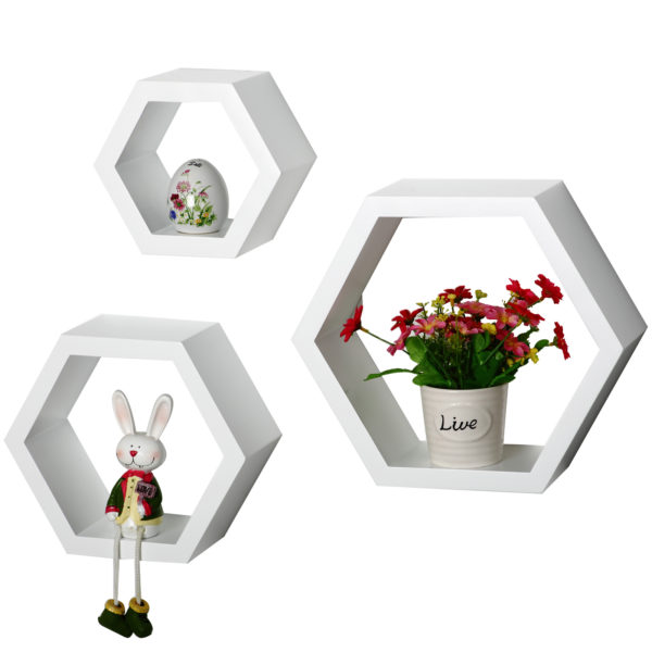 Полиця настінна шестикутна RG9244 (Білий)Полиця настінна шестикутна RG9244 (Білий)