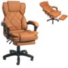 Офисное кресло для руководителя с подставкой для ног Современный дизайн эко-кожа до 120кг bs06 коричневый