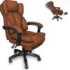Офисное кресло для руководителя с подставкой для ног Современный дизайн эко-кожа до 120кг bs05 коричневый