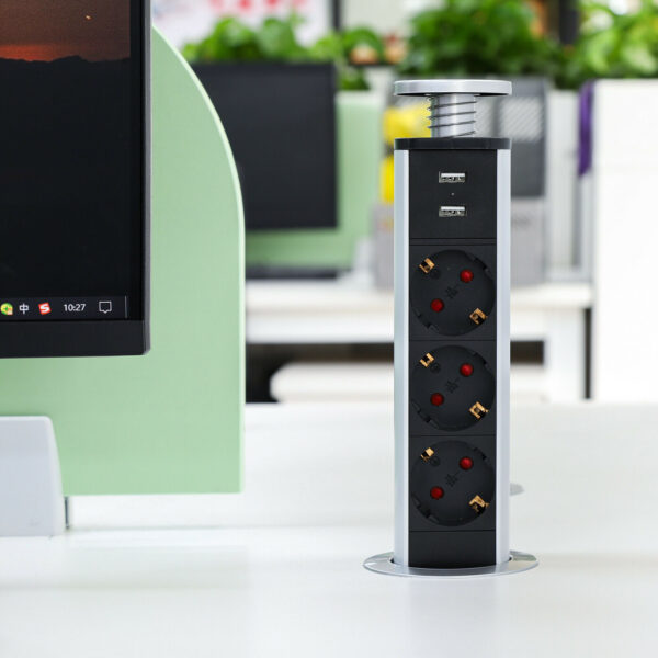 3-контактна розетка з подовжувачем Висувна розетка на 3 входи з USB