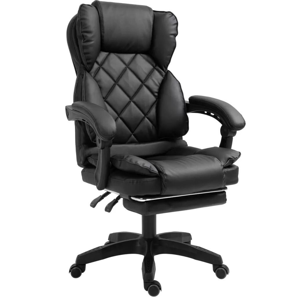 Офісне крісло для керівника з підставкою для ніг Сучасний дизайн еко-шкіра до 120кг bs60 Чорне 40695