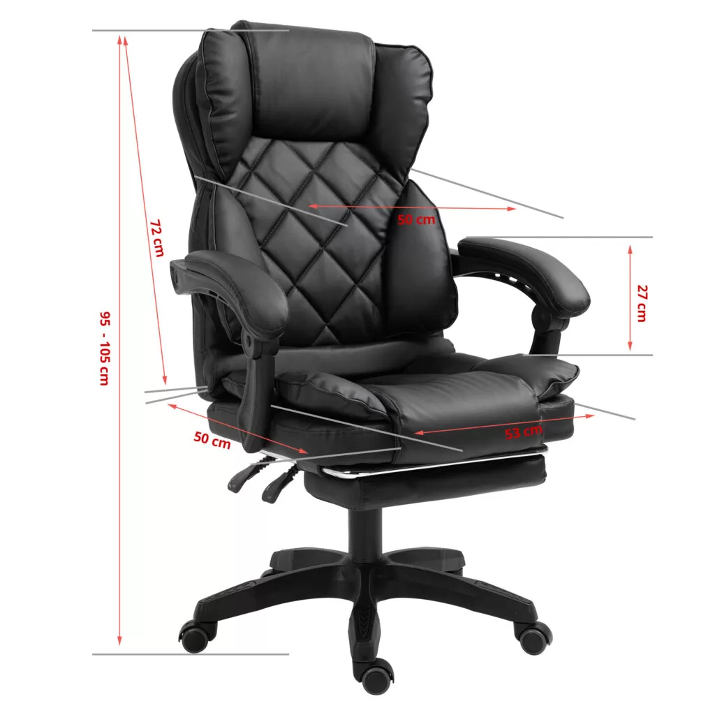 Офісне крісло для керівника з підставкою для ніг Сучасний дизайн еко-шкіра до 120кг bs60 Чорне 40698