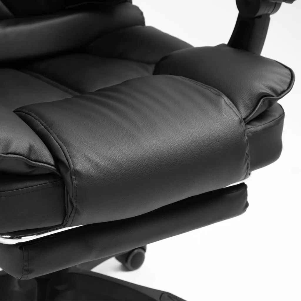 Офісне крісло для керівника з підставкою для ніг Сучасний дизайн еко-шкіра до 120кг bs60 Чорне 40700