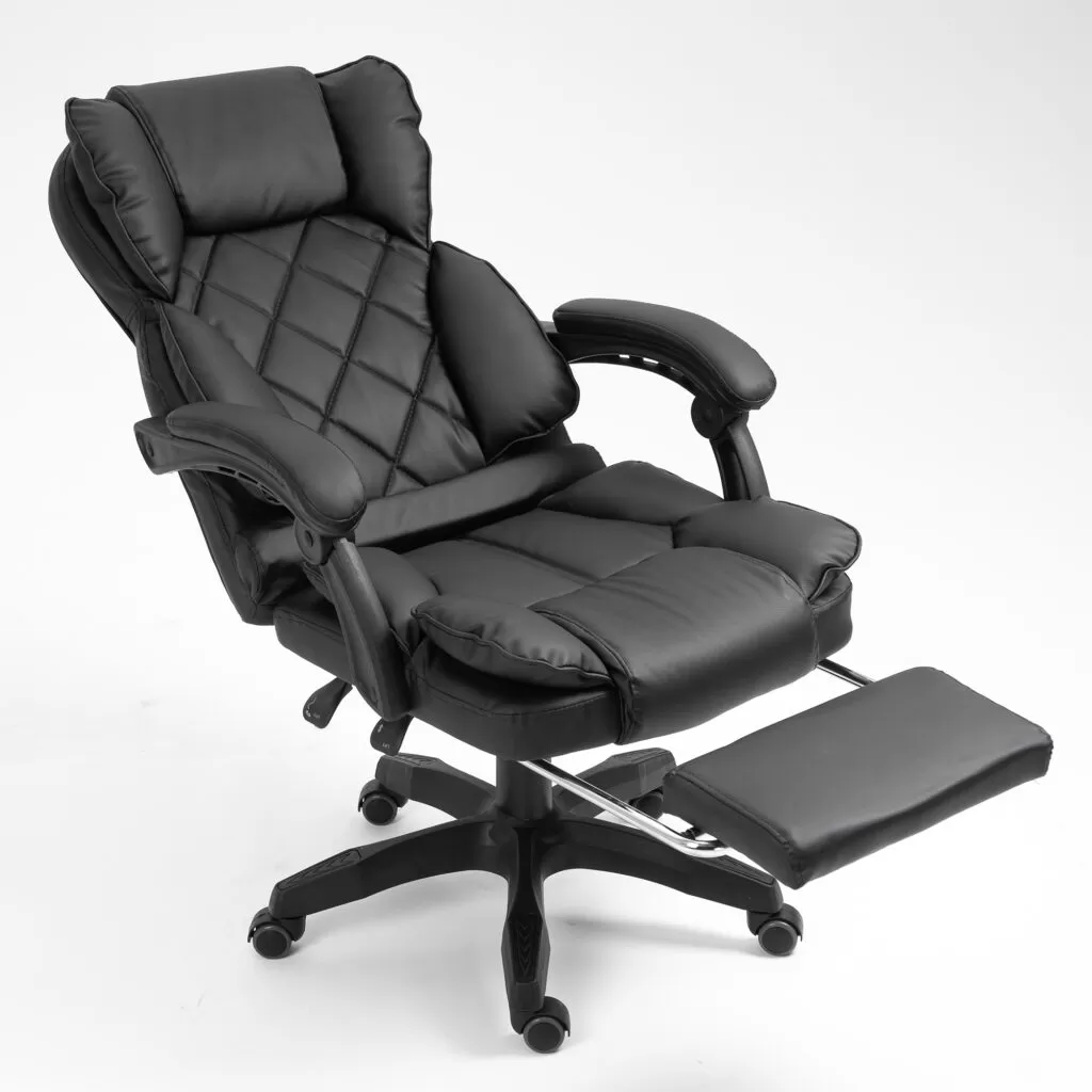 Офісне крісло для керівника з підставкою для ніг Сучасний дизайн еко-шкіра до 120кг bs60 Чорне 40701