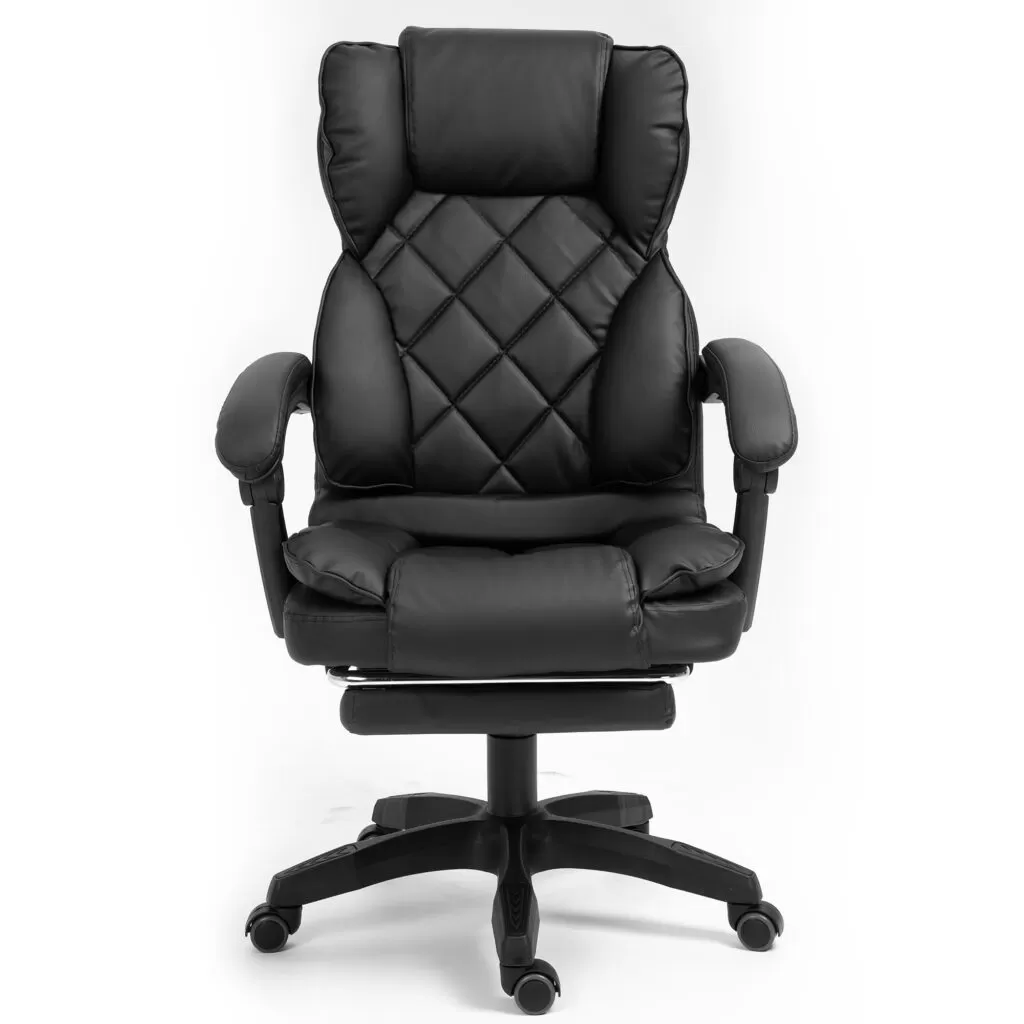 Офісне крісло для керівника з підставкою для ніг Сучасний дизайн еко-шкіра до 120кг bs60 Чорне 40703